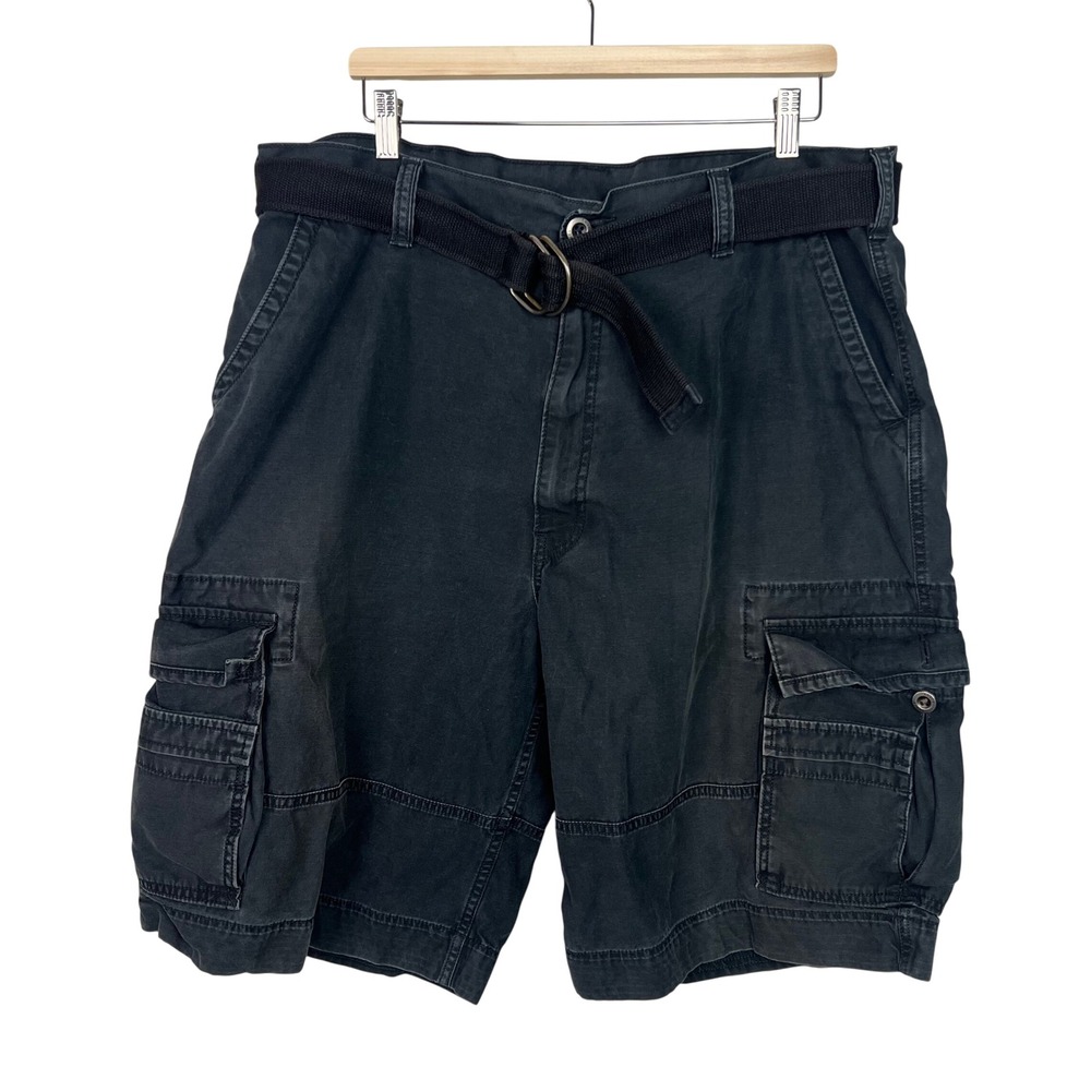 Levis Mens Cargo Shorts W40 Black‎ Cotton Relaxed Fit Belted Utility 36610-8083